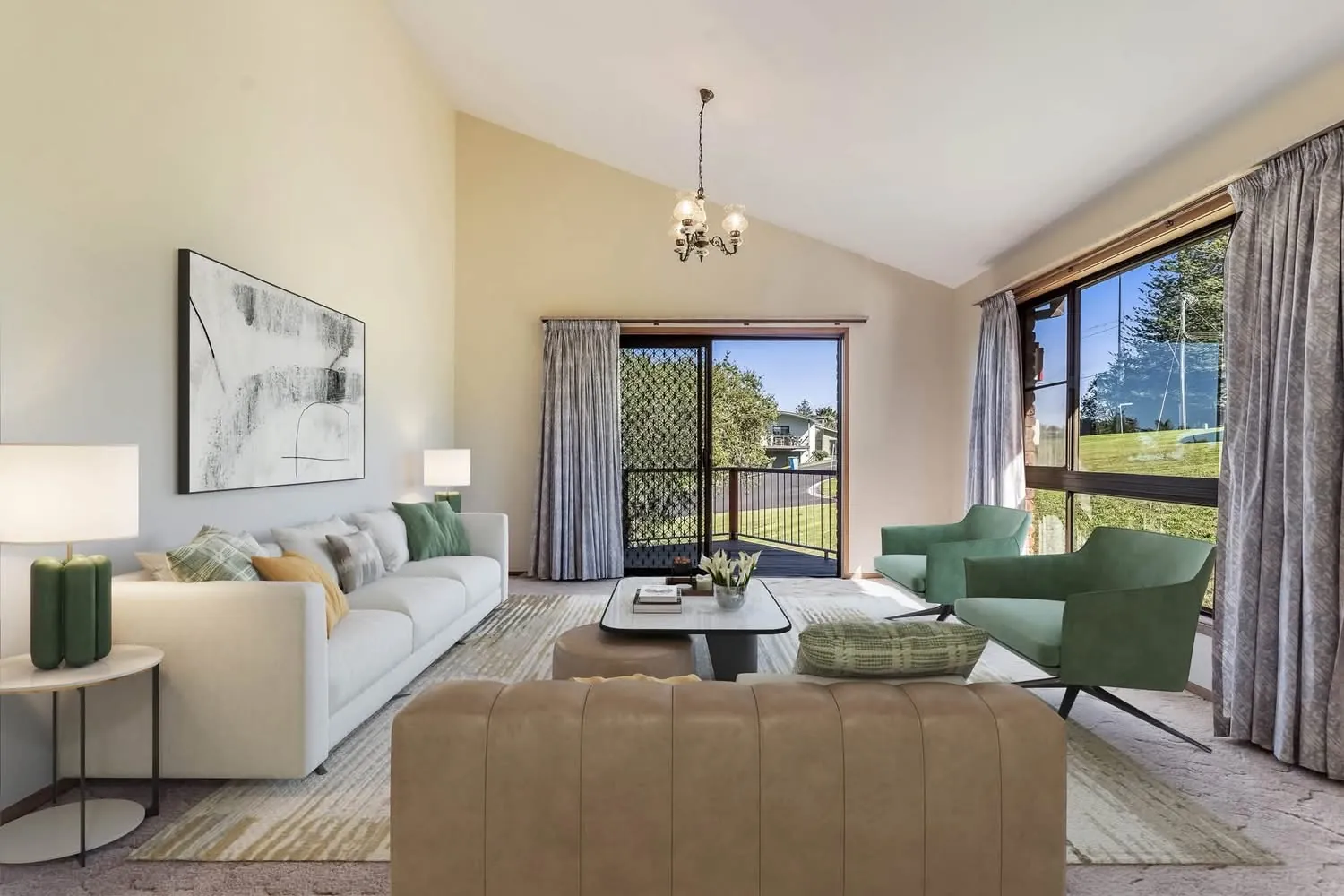 Virtually staged living room