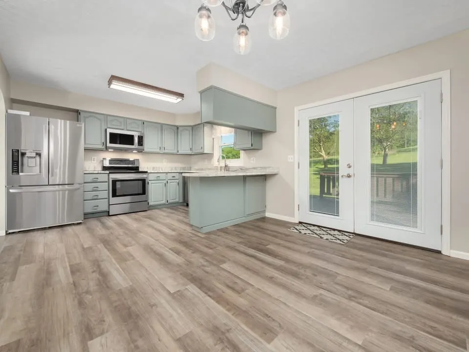 Kitchen with garden doors