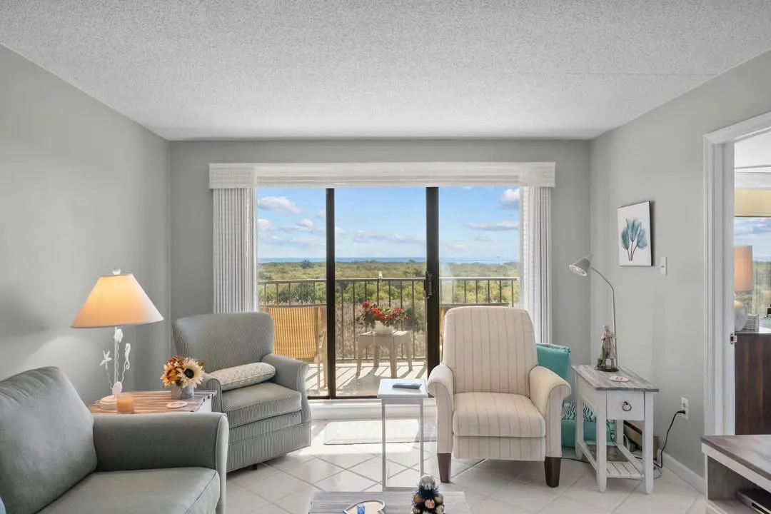 Living room with balcony view