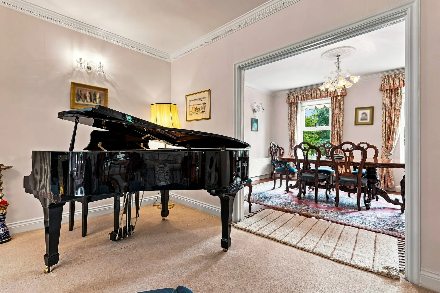 Music room with grand piano